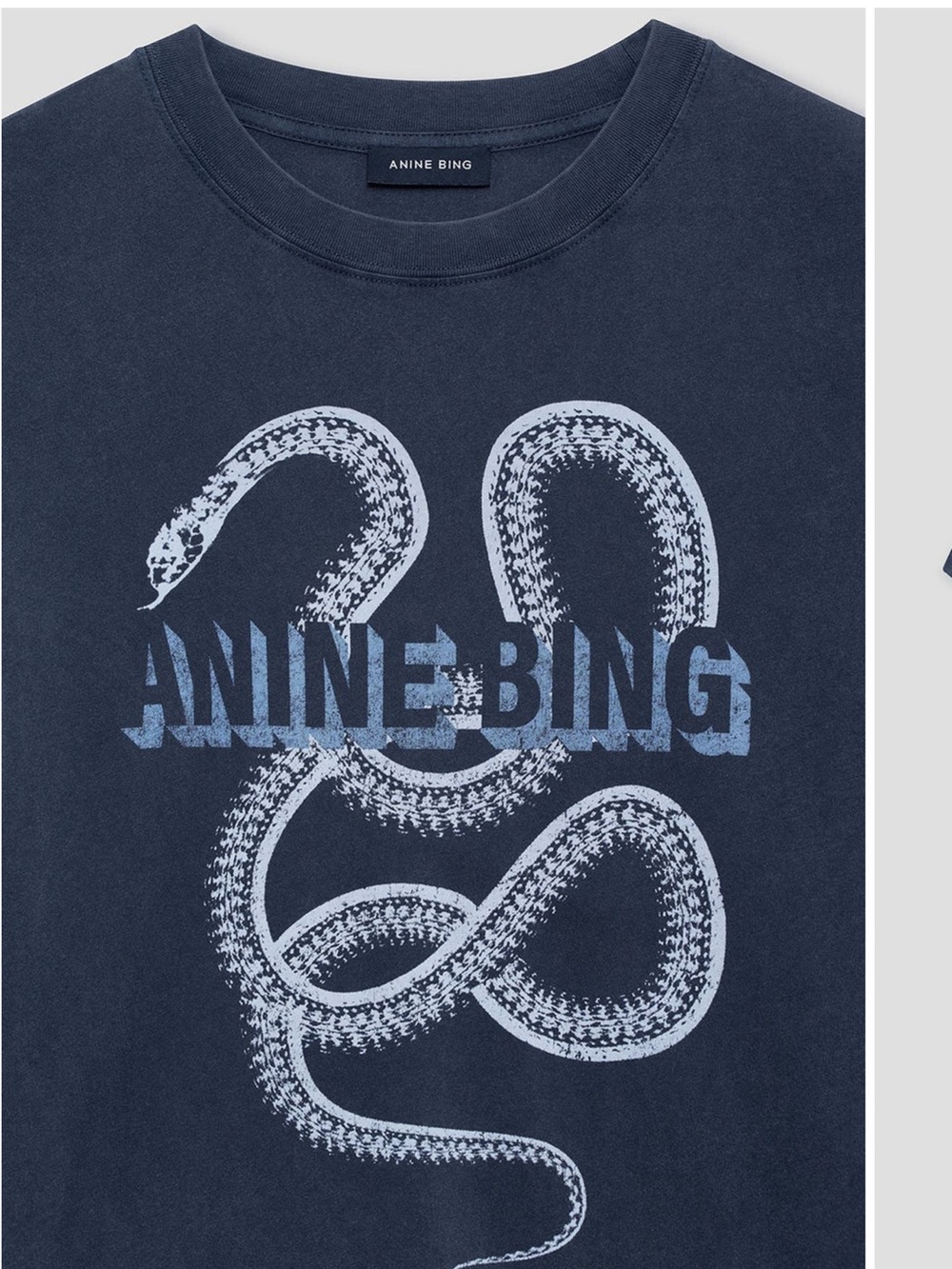 Anine Bing Navy Blue Snake Logo Tee - Picture 2 of 6
